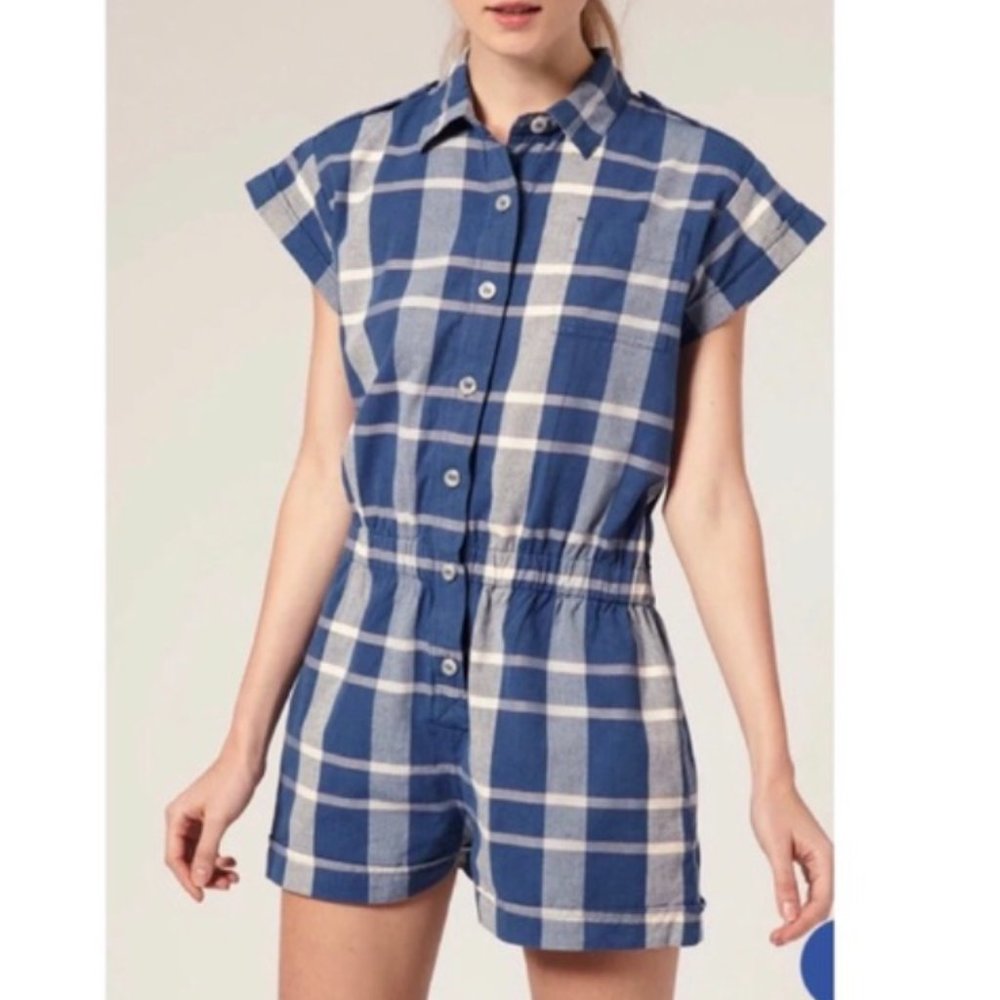 Checkered-Print Romper